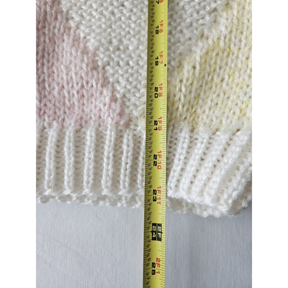 Vtg One Step Up Knit Pastel Triangle Geometric Colorblock Easter Spring Vest L - Picture 11 of 12